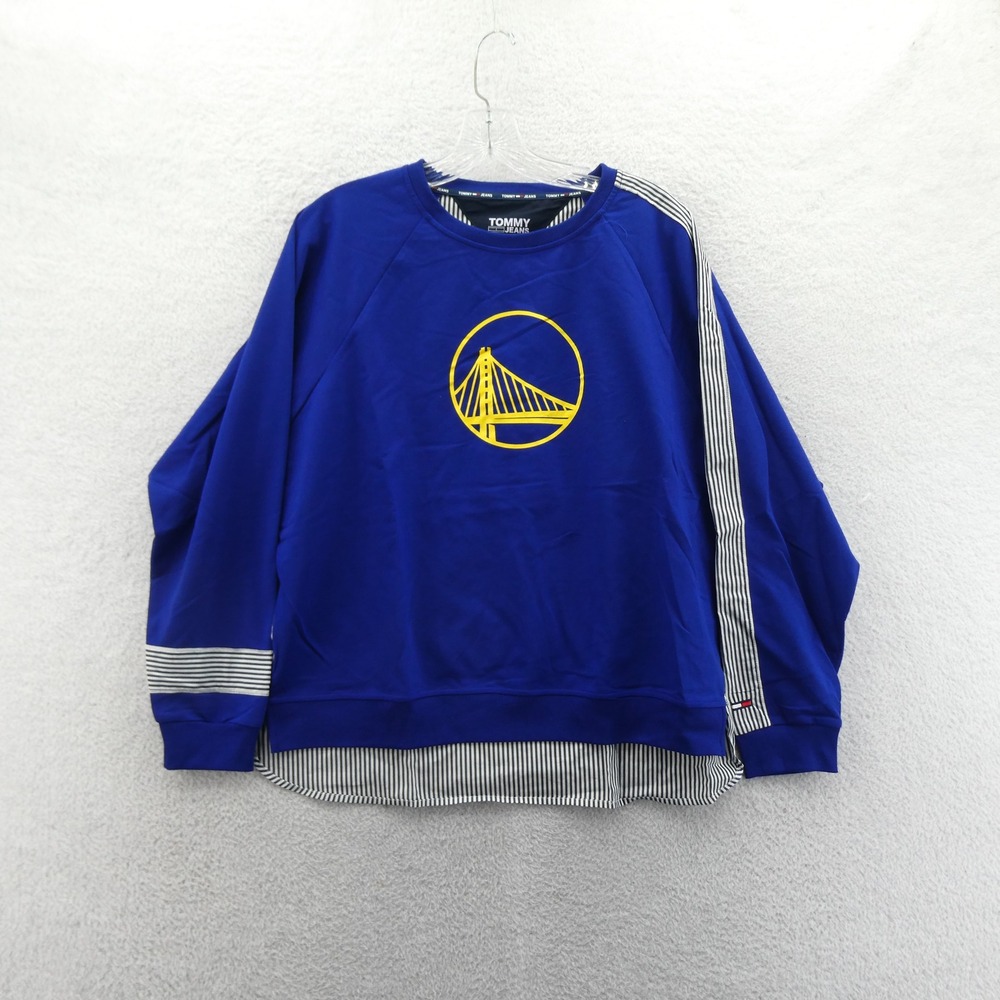 Tommy Jeans Sweatshirt Womens Small Golden‎ State Warriors Blue Striped Layered